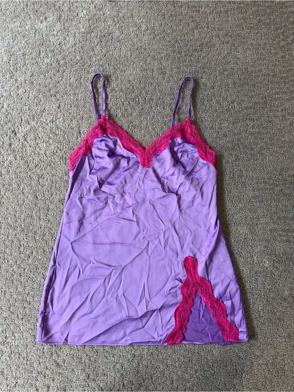 Victoria's Secret Lavender Slip with Hot Pink Lace